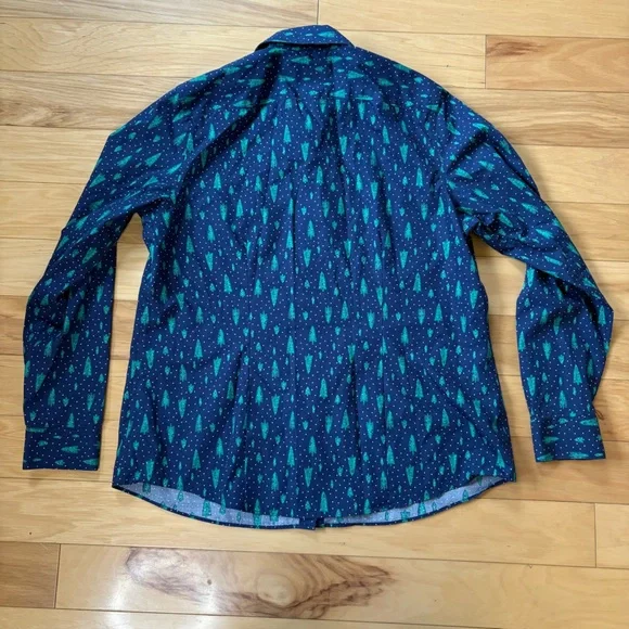 Lands End Christmas Shirt Womens Sz 10 Holiday Long Sleeve Button Up - Picture 7 of 7